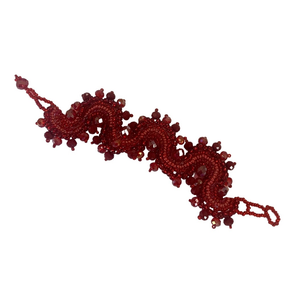 BOHO HANDMADE RED BEADED BRACELET - Picture 6 of 13
